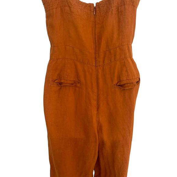 J.Crew Women's 100% Linen Sleeveless Lagenlook Jumpsuit Mustard Size 8 - Picture 6 of 11